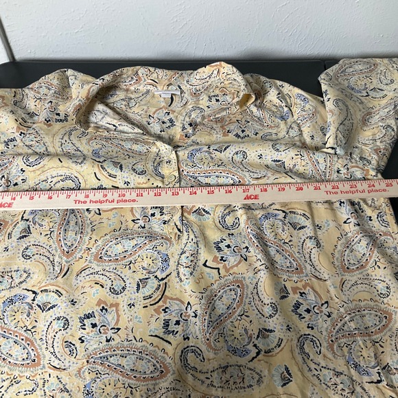 J.Jill Top Womens Sz L Paisley Print Button-Up Long Sleeve Collar Shirt Beige‎ - Picture 7 of 10